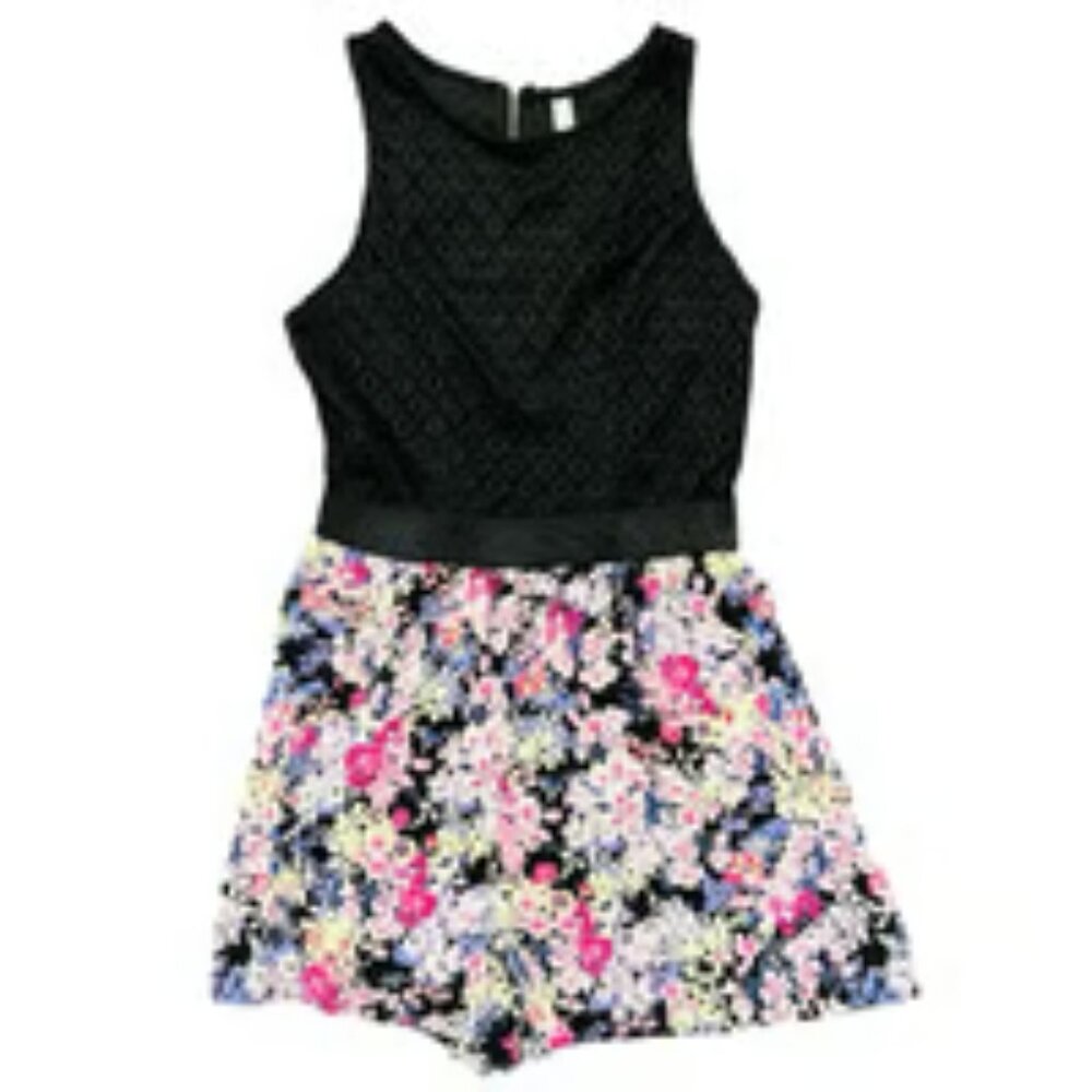 Xhilaration Floral Bottom Lace Top Romper Size Small